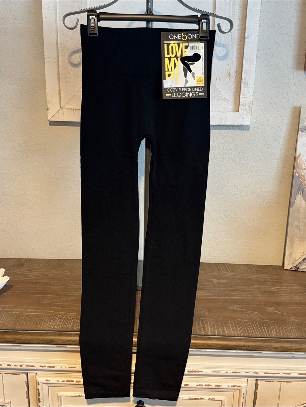 one 5 one Black Cozy Fleece-Lined Leggings